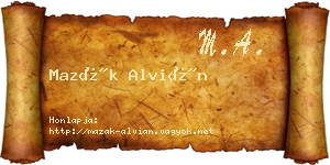 Mazák Alvián névjegykártya